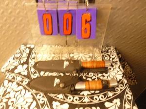 Qty of 2 Hunting knives with sheaths. New condition. As shown.