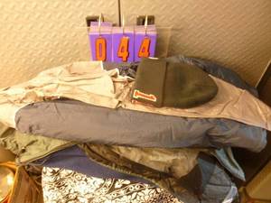 Pile of outdoor rain jackets. Some columbia & misc brands. Size xxl. As shown.