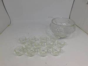 Glass Punch Bowl with 12 Cups