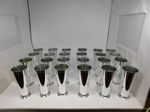 24 Tall Silver Wedding Glasses