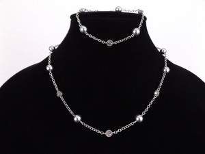 .925 Sterling Silver Judith Jack Art Nouveau Silver Pearl Necklace and Bracelet Set