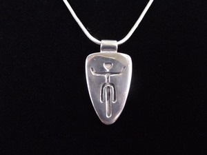 .925 Sterling Silver Burning Man Pendant Necklace