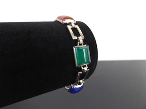 12k Yellow Gold and .925 Sterling Silver Multi Stone Bracelet