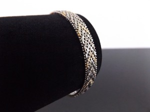 .925 Sterling Silver Thick Duo Tone Arrow Weave Bracelet