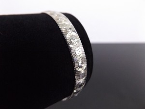 .925 Sterling Silver Etched Circle Thick Snake Link Bracelet