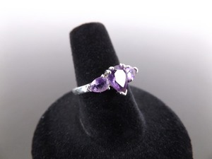 .925 Sterling Silver Pear Cut Amethyst Ring Size 7