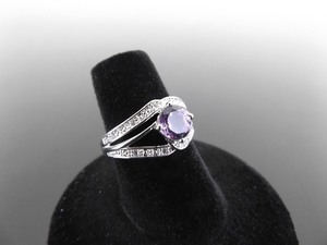 .925 Sterling Silver Faceted Amethyst Crystal Ring Size 6.25