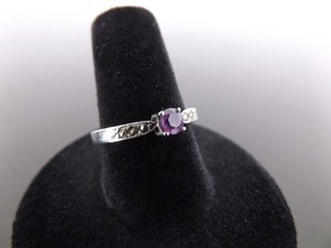 .925 Sterling Silver Art Nouveau Faceted Amethyst Ring Size 8