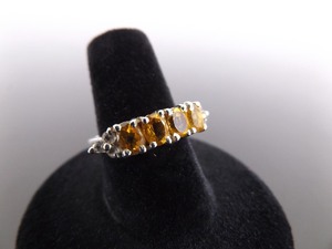 .925 Sterling Silver Citrine Crystal Ring Size 7