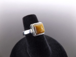 .925 Sterling Silver Square Tigers Eye Ring Size 5.75