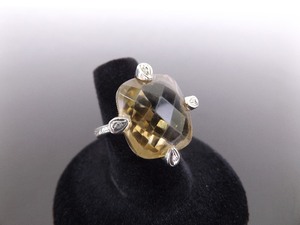 .925 Sterling Silver Large Smokey Quartz Crystal Cocktail Ring Size 6.5