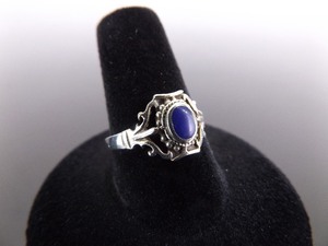 .925 Sterling Silver Inlayed Lapis Ring Size 8