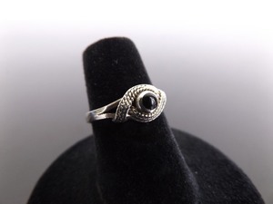 .925 Sterling Silver Onyx Cabochon Ring Size 6