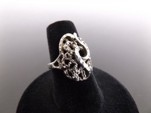 .925 Sterling Silver Etched Design Ring Size 6