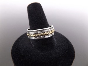 .925 Sterling Silver Duotone Fidget Spinner Ring Size 10.5