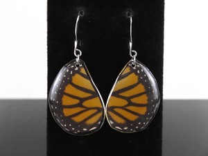 .925 Sterling Silver Monarch Butterfly Wing Hook Dangle Earrings