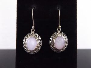 .925 Sterling Silver Pink Mother of Pearl Hook Dangle Earrings