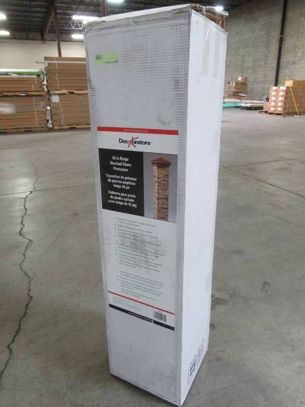 lot 101 image: Deckorators Beige Fiberglass Deck Post Sleeve (Fits Common Posts Measurement 8 x 8 x 42) Model 128234.