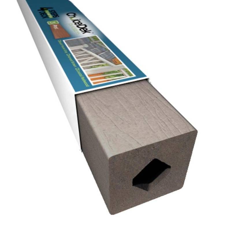 lot 845 image: ChoiceDek Foundations (Common 4-in X 4-in x 4-12-ft Actual 4.265-in x 4.265-in x 4.25-ft) Beach House Gray Composite Deck Post