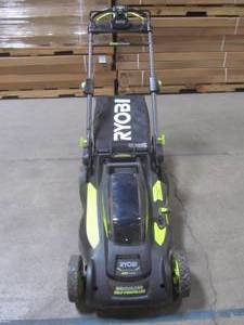 lot 1-700 image: Ryobi 20 in. 40-Volt Brushless Lithium-Ion Cordless Battery Self-Propelled Lawn Mower RY40102