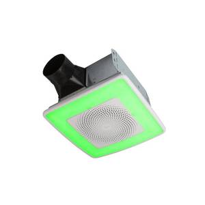lot 869 image: Nutone ChromaComfort 110 CFM Ceiling Bathroom Exhaust Fan w Customizable Multi-Color LEDs and Smart Phone App AERN110RGBL