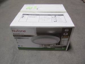 lot 889 image: Nutone Decorative White 80 CFM Ceiling Bathroom Exhaust Fan with Round LED Panel and Beveled Frame ENERGY STAR AERN80LWH