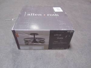 lot 890 image: allen  roth Winship 14-in W Bronze Metal Semi-Flush Mount Light 38212