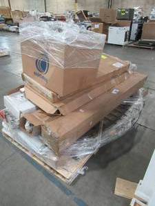 lot 119 image: WHOLESALE MIXED PALLET OF MISCELLANEOUS DOOR SLABS, BUILDING MATERIALS AND MORE
