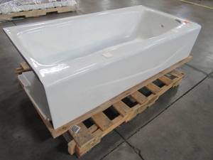 lot 121 image: Villager Cast Iron Tub, LH Drain, Measures Approximately 60 X 30 X 14 14 - Enamel Damage on Upper RH Front Inside Corner.