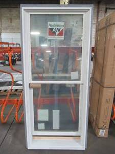 lot 601 image: Andersen 400 Series Tilt Wash Dual Pane, Low-E, Double Hung Window. Measures Approximately 34 X 76 34 X 4 916