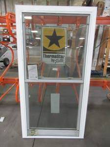 lot 604 image: Pella Thermastar Vinyl Double Hung White, Approximately 29 12 X 57 X 3 18 With Full Screen.