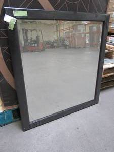 lot 607 image: Black Framed Mirror With Beveled Glass, 32 x 34 - Some Scratches