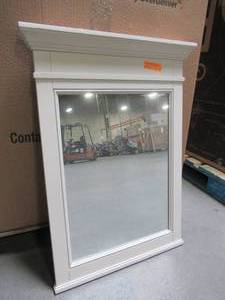 lot 608 image: Beige Framed Mirror With Mantel Top, 24 x 32 - Some Scratches