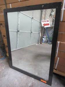 lot 611 image: Black Framed Mirror, 28 x 36 - Some Scratches.