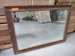 lot 614 image: Antique Finished Frame Mirror With Beveled Glass, 41 12 x 29 12 - Some Scratches.
