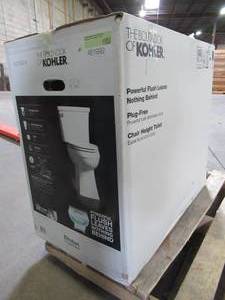 lot 219 image: KOHLER Elliston White WaterSense Elongated Comfort Height 2-piece (Missing Tank) Toilet 12-in Rough-In Size, K-31120-0