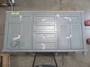 lot 317 image: Home Decorators Collection Hamilton 61 in. W x 22 in. D Double Bath Vanity in Grey with Granite Vanity Top in Grey with White Basin 10806-VS61H-GR