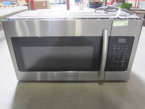 lot 905 image: Samsung 1.6-cu ft Fingerprint Resistant Stainless Steel Over-the-Range Microwave (Common 30-in Actual 29.875-in) ME16H702SES