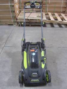 lot 1-713 image: Ryobi 20 in. 40-Volt 6.0 Ah Lithium-Ion Battery Brushless Cordless Walk Behind Self-Propelled Lawn Mower RY401120-Y