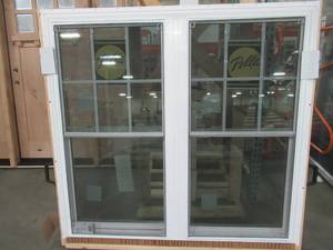 lot 621 image: Pella 250 Series Two Wide Double Hung Vinyl Window in White, Measures Approximately 56 12 X 60 X 4 916 Wall (extension)..