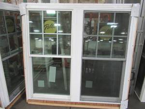 lot 622 image: Pella 250 Series Two Wide Double Hung Vinyl Window in White, Measures Approximately 56 12 X 60 X 4 916 Wall (extension).