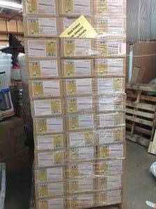 PALLET WITH 36 BOXES OF HAMPTON BAY 48 in. x 10 in. Rectangle LED Flush Mount Ceiling Light with Wide Brushed Nickel Border Dimmable 3000 Lumens 4000K (NEW) RETAIL VALUE $4800