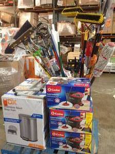 PALLET WITH ASSORTED CLEANING SUPPLIES SEE PICTURES
