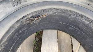 lot 23B image: Set of 28 x 9 x 15 Solid Forklift Take Off Tires
