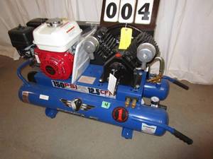 lot 4 image: Eagle Twin Tank 10 Gallon Air Compressor