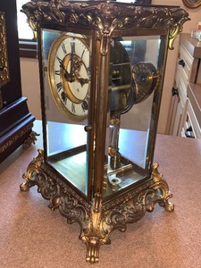 lot 2 image: Ansonia Crystal Regulator Clock with Open Escapement- Works
