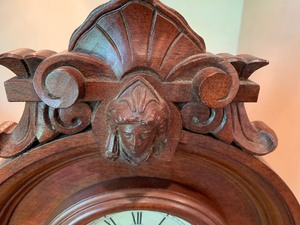 lot 4 image: Mirror Cupid Walnut Parlor Clock- Works