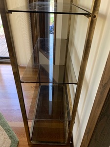 lot 33 image: Glass shelving unit with light