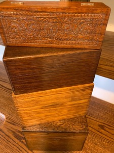 lot 107 image: Four Small Oak Boxes