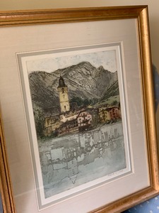 lot 116 image: Framed Vintage Colored Etching -Franz Xaver Wolf